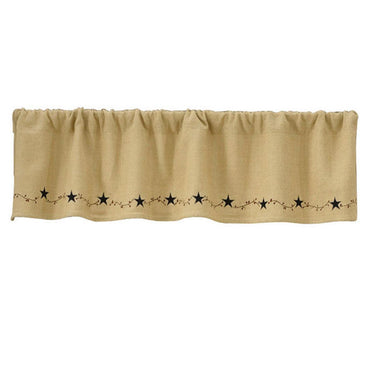 Primitive Burlap Star Valance Park designs - The Fox Decor